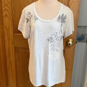 Floral Embroidered Light Grey Top